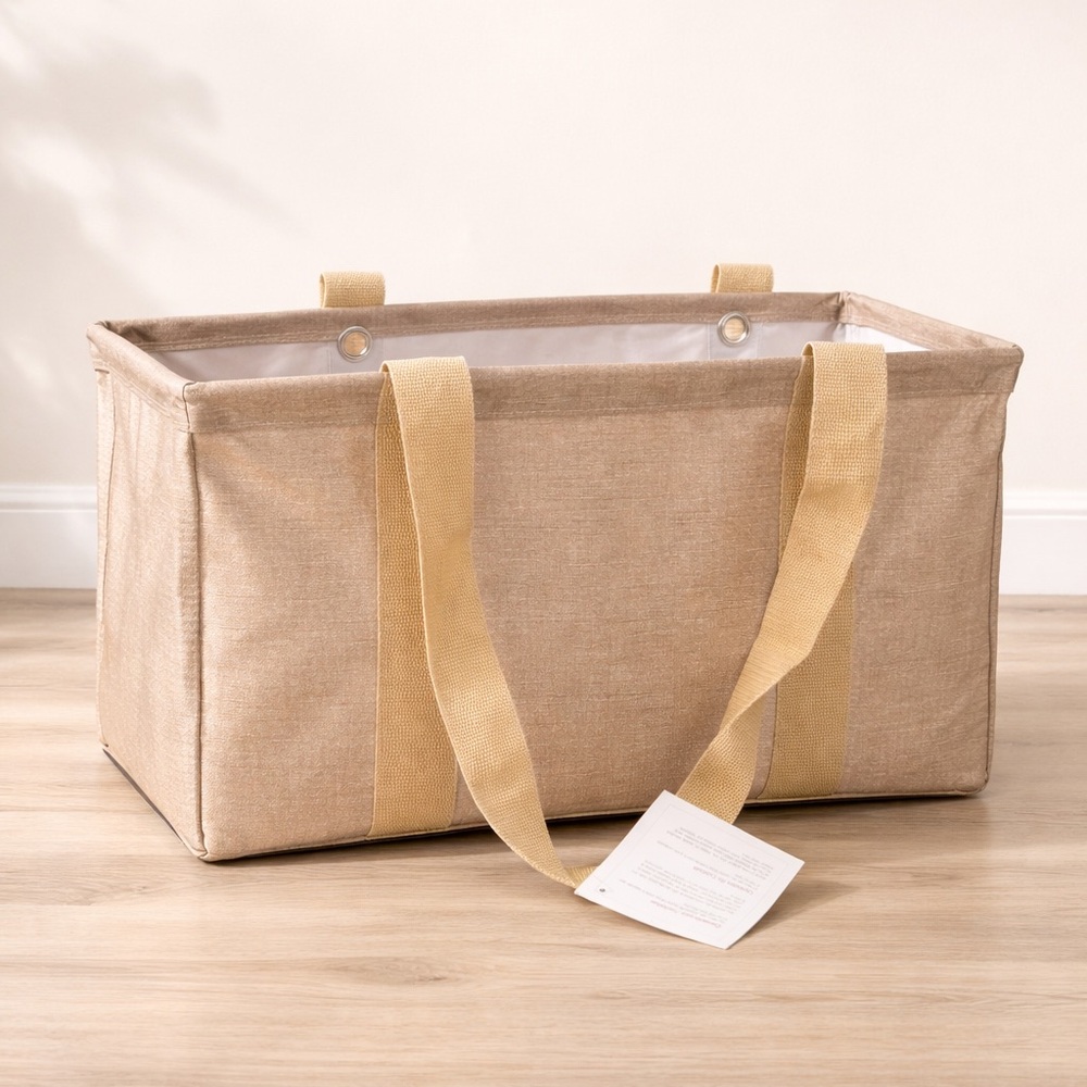 NWT Thirty-One Medium Utility Tote Frosted Gold Metallic Organizer Neutral